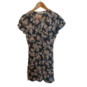 Loft Floral Midi Dress Button Up Sz 0 Cottagecore Dainty Prairie Casual Boho